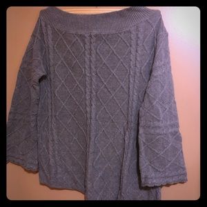 Olive/grey-ish Asymmetrical Sweater w/Bell Sleeves